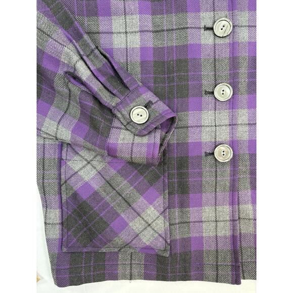 Women’s VTG PENDLETON Limited Edition 49er Purple Plaid Wool Shirt Jacket Sz PL - Picture 5 of 13